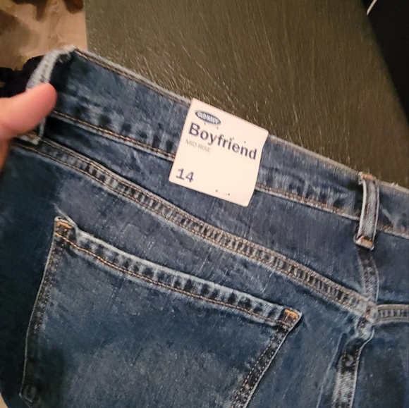Old navy boy friend jeans raw hem 5 pockets designs sz14 mid rise distress - Picture 11 of 13